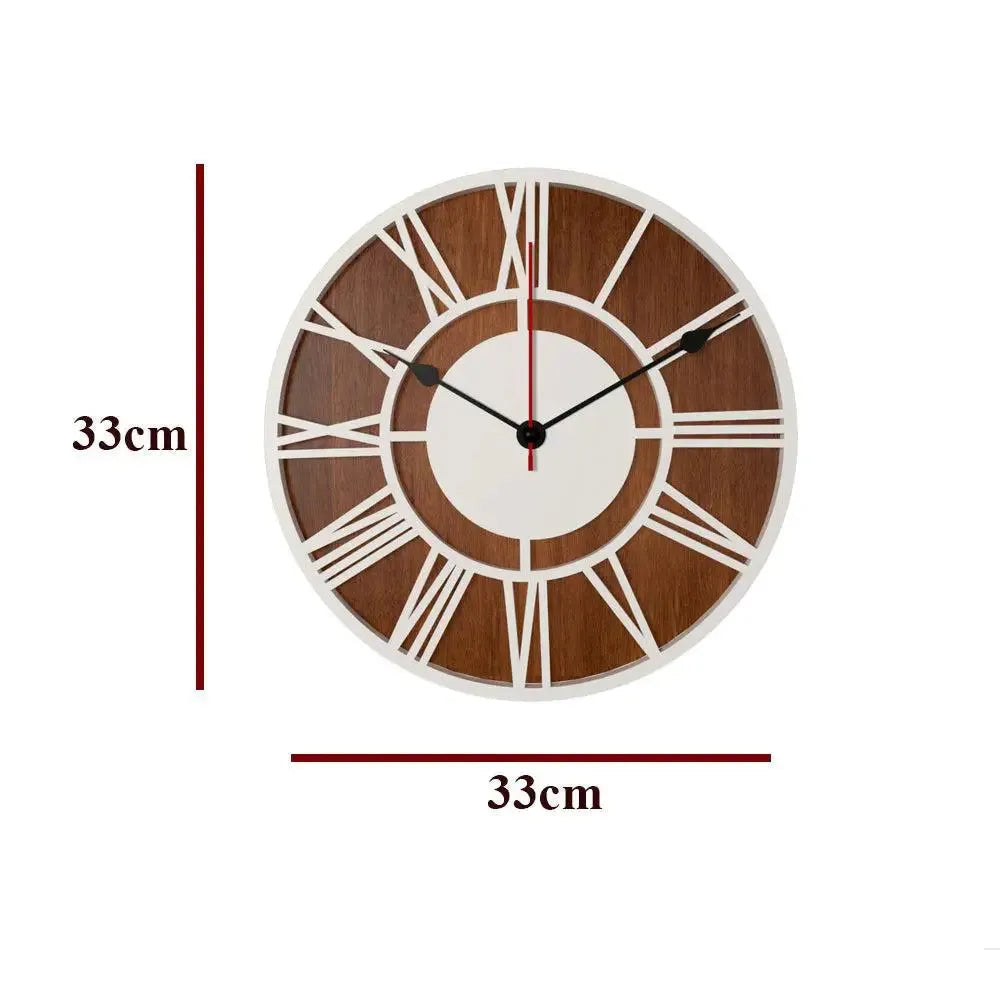 Dual Layer Wooden Wall Clock with Classic Roman Numerals