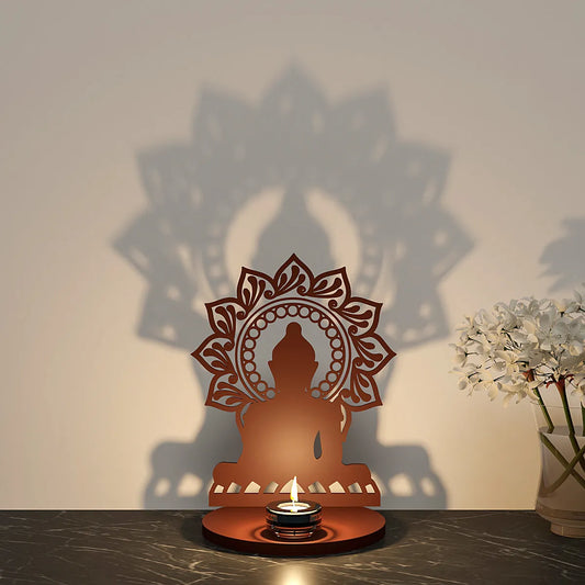 Buddha With Halo Shadow Tea Light Holder