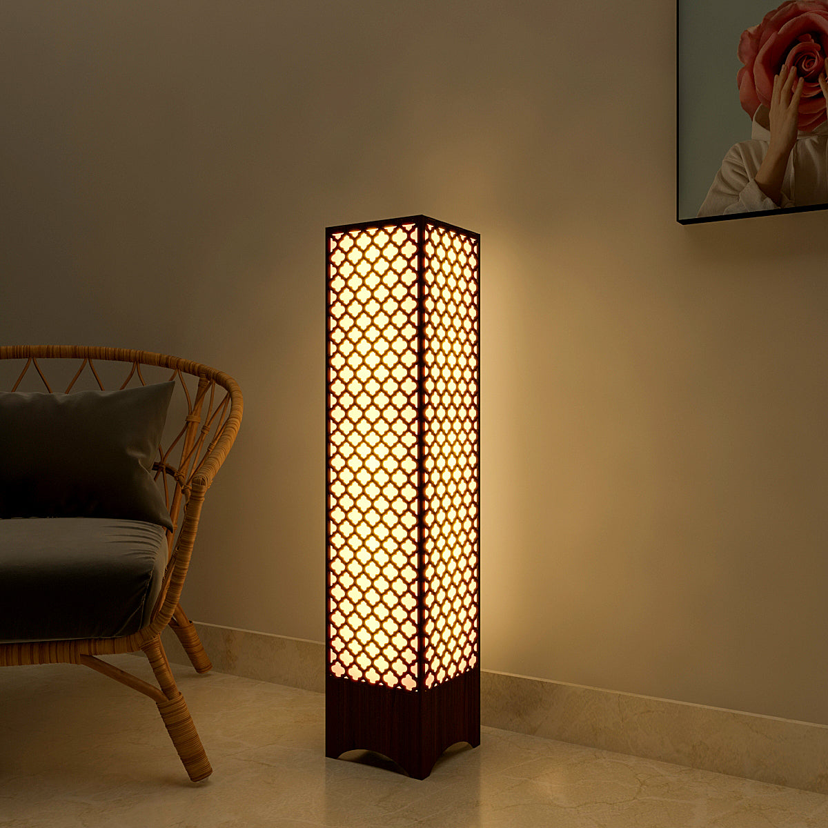 Moroccan Designer Wooden Floor Lamp