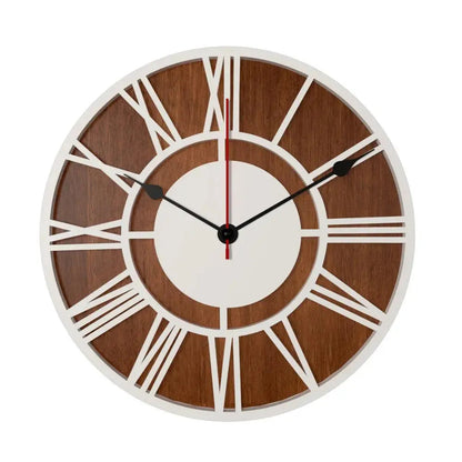 Dual Layer Wooden Wall Clock with Classic Roman Numerals