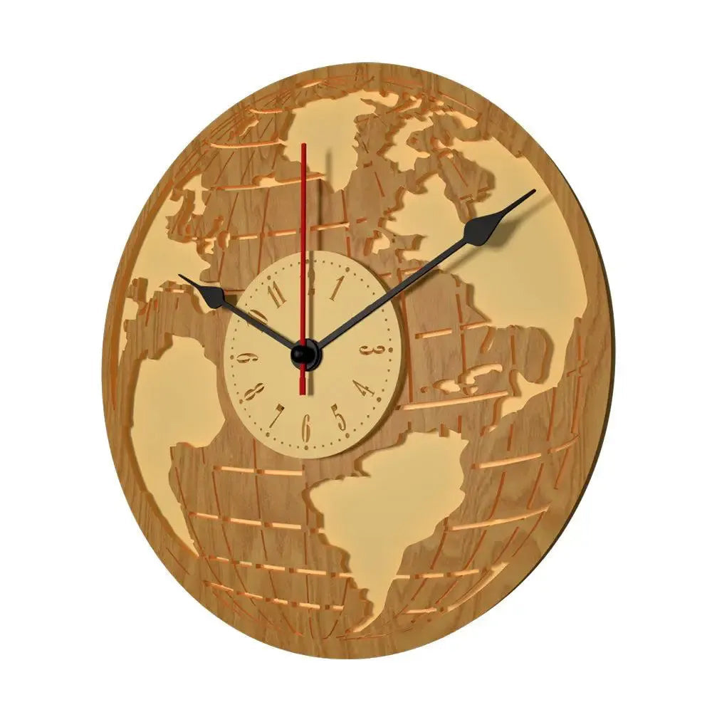 Dual Layer Wooden Wall Clock Inspired by Earth's Elements