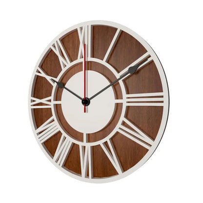 Dual Layer Wooden Wall Clock with Classic Roman Numerals