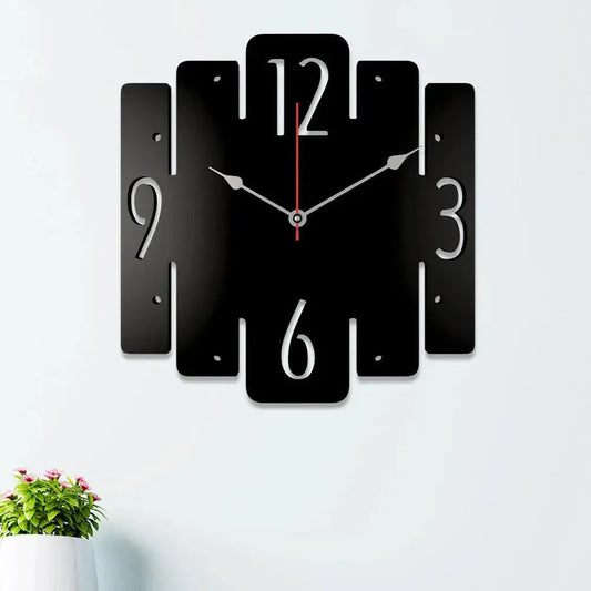 Trapezium Shape in Black Color Wooden Wall Clock