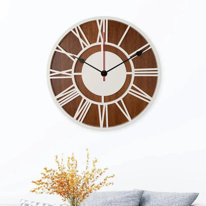 Dual Layer Wooden Wall Clock with Classic Roman Numerals