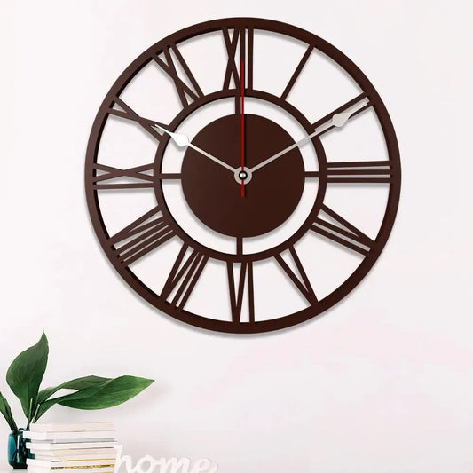 Brown Roman Numerals Decorative Wall Clock