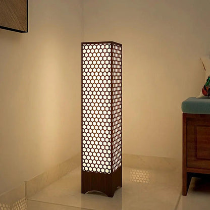 Honeycomb Design Wooden Floor Lamp