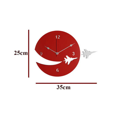 Wooden Wall Clock with Airplane Designer Theme