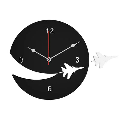 Wooden Wall Clock with Airplane Designer Theme