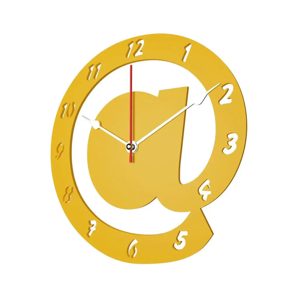 Yellow Wooden Wall Clock Featuring Arroba Logo Design