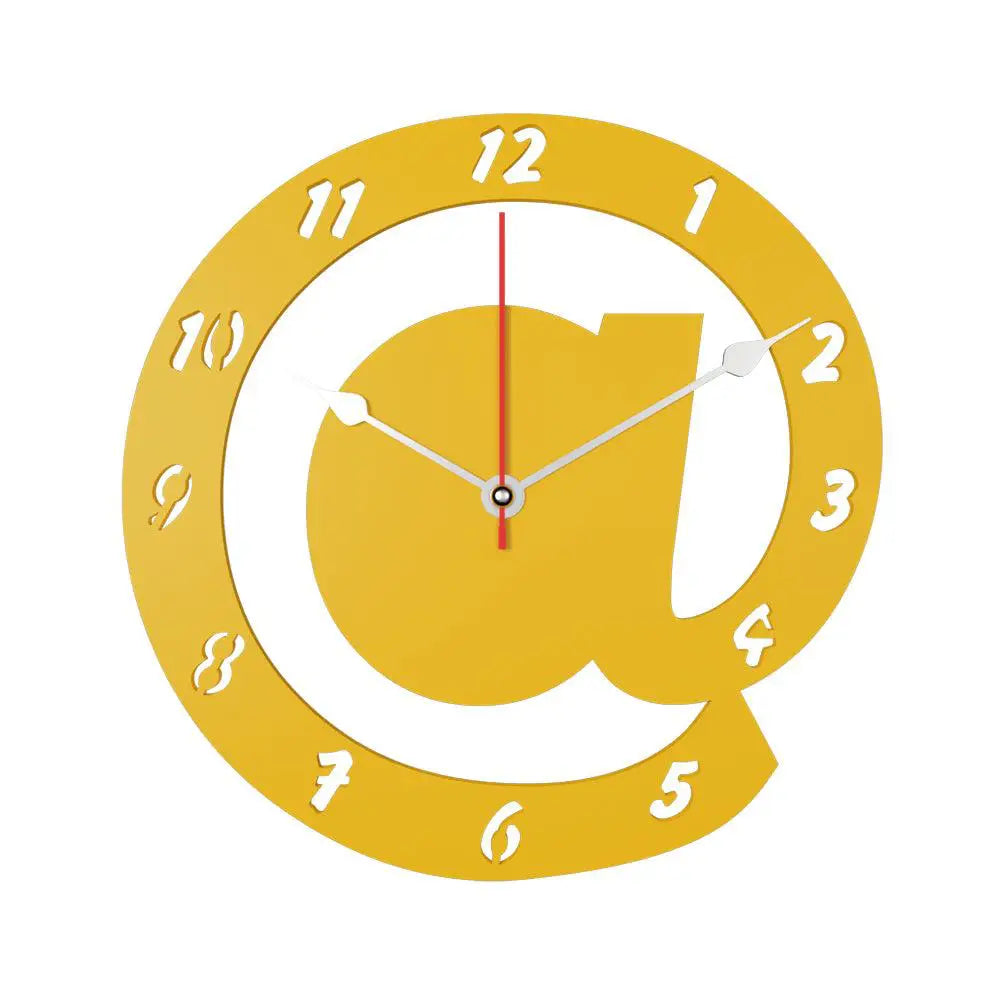 Yellow Wooden Wall Clock Featuring Arroba Logo Design