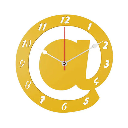 Yellow Wooden Wall Clock Featuring Arroba Logo Design