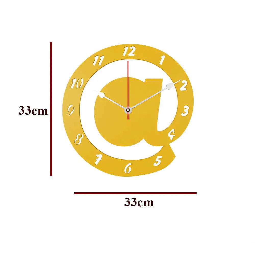 Yellow Wooden Wall Clock Featuring Arroba Logo Design