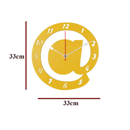 Yellow Wooden Wall Clock Featuring Arroba Logo Design