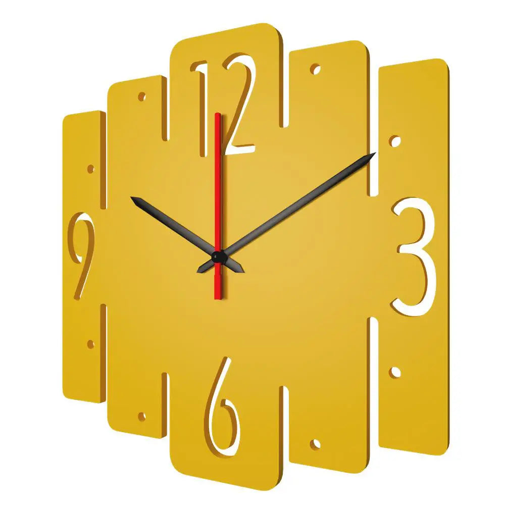 Trapezium Shape in Yellow Color Wooden Wall Clock