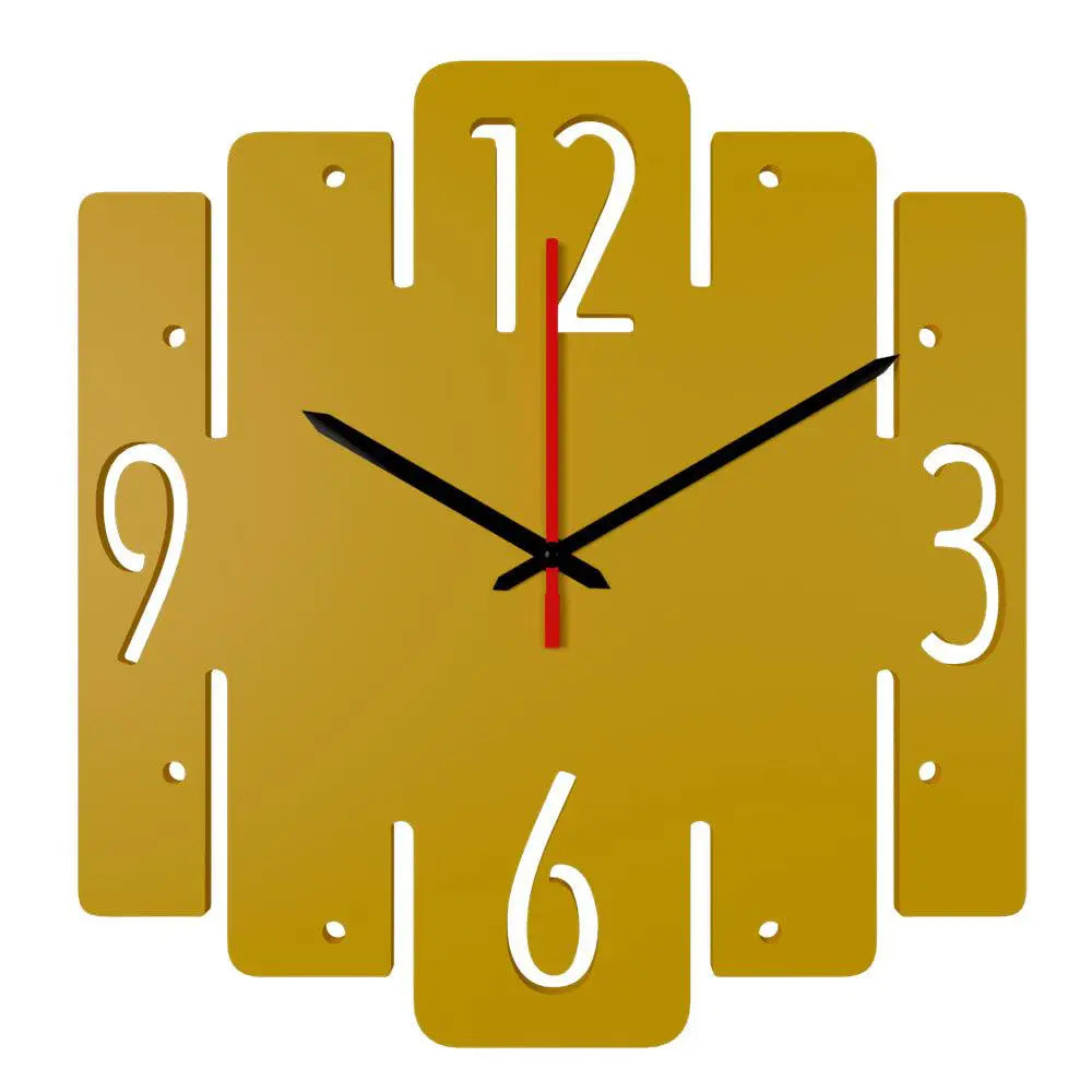 Trapezium Shape in Yellow Color Wooden Wall Clock