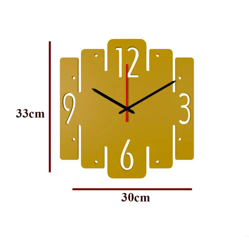 Trapezium Shape in Yellow Color Wooden Wall Clock