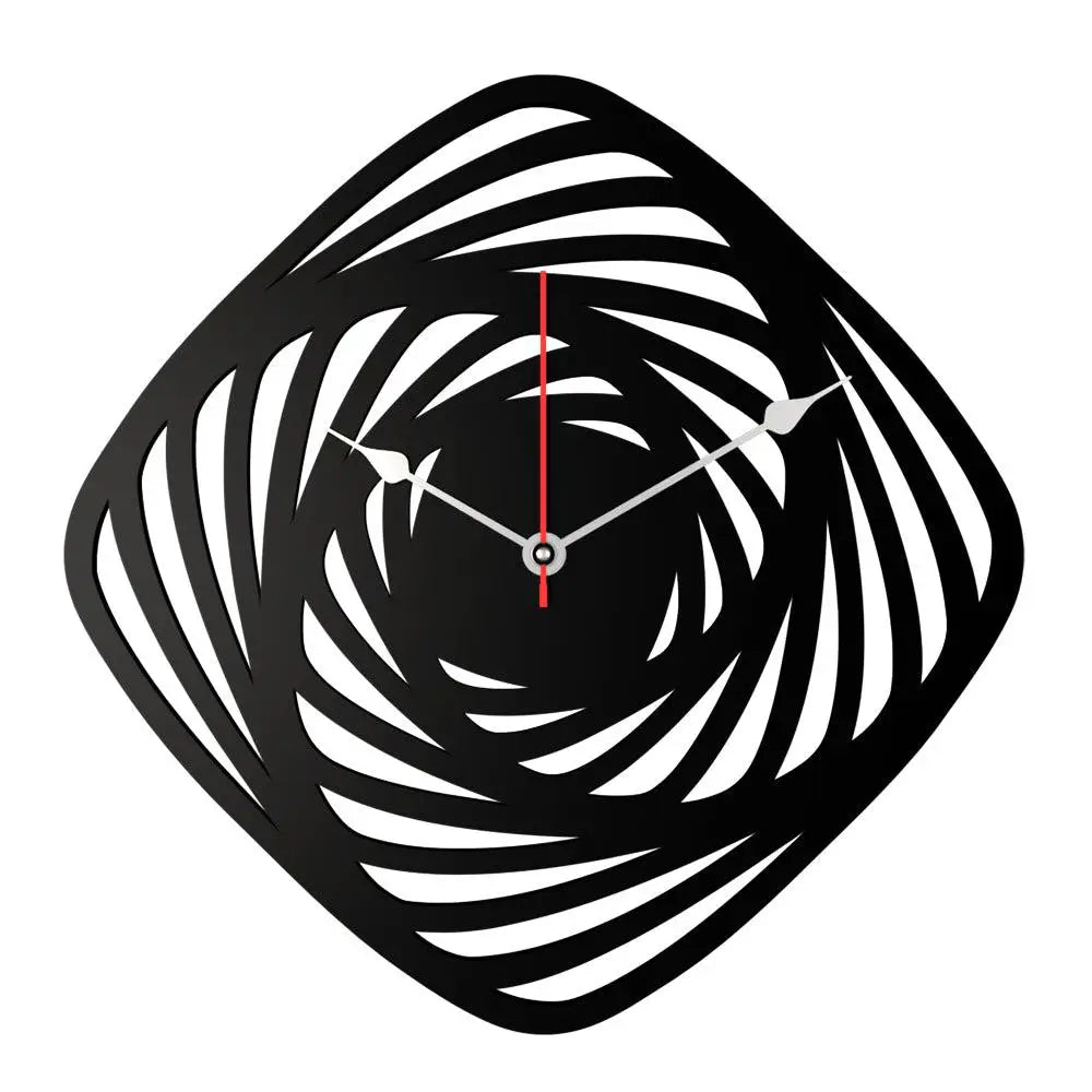 Geometric Shape Black Wooden Wall Clock