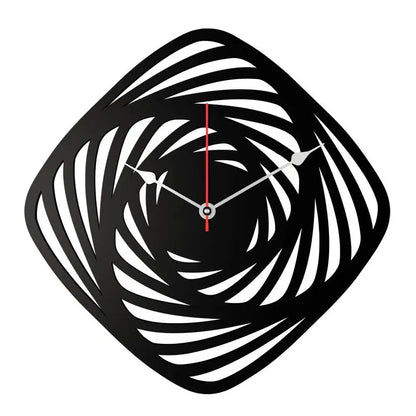 Geometric Shape Black Wooden Wall Clock