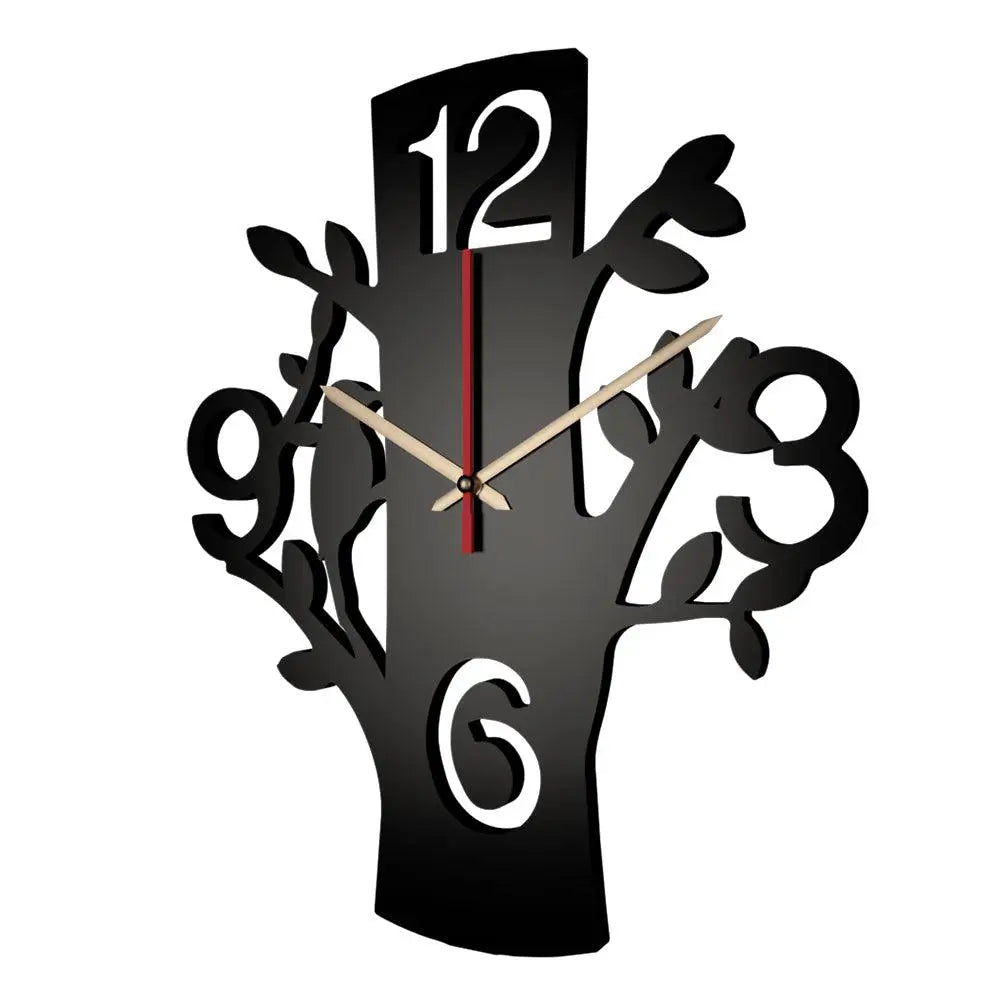 Handcrafted Wooden Wall Clock in Tree Silhouette Design