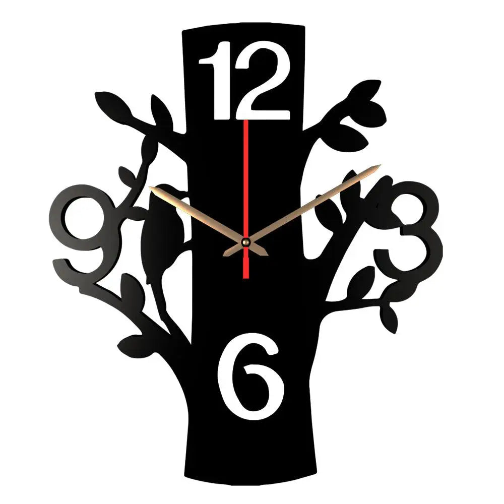 Handcrafted Wooden Wall Clock in Tree Silhouette Design