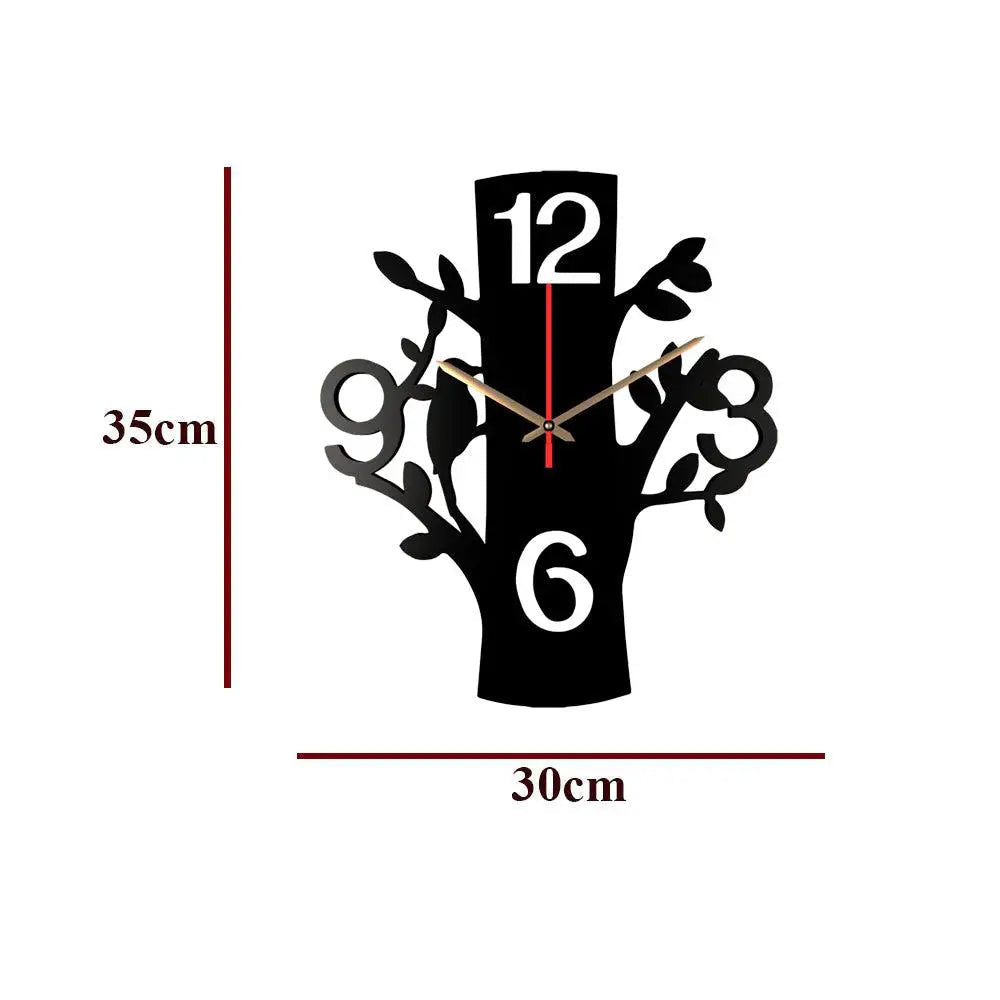 Handcrafted Wooden Wall Clock in Tree Silhouette Design